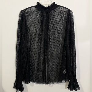 1. State Black Sheer Pleated Blouse